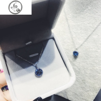 韩国百搭925纯银蓝色锁骨链银饰时尚项链女士2018新款潮个性气质 JiMi