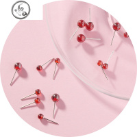 银饰红色石榴石耳钉女纯银小简约百搭小巧耳饰学生小清新耳环 JiMi