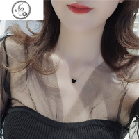 韩版新款黑红双面爱心钛钢项链女 日韩短款小清新个性百搭锁骨链 JiMi