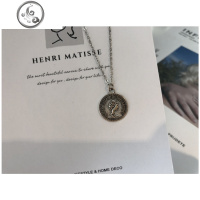 韩国气质百搭复古人像金币硬币时髦街头设计感项链简约chic锁骨链 JiMi