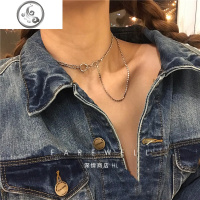 韩版双层项链女个性潮短款百搭超火冷淡风锁骨链镶钻ins学生网红 JiMi