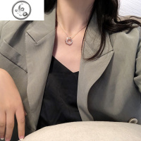 多层镶钻圆圈圈吊坠项链女韩版气质简约网红ins冷淡风锁骨链脖链 JiMi