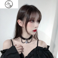 暗黑朋克项圈女颈带爱心锁链吊坠choker网红PU皮质锁骨链颈链饰品 JiMi项链