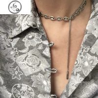 简约金属风2018新款拼色choker猪鼻子欧美时尚潮人锁骨链项链 JiMi