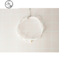 s925纯银少女蕾丝花超仙女choker天然珍珠复古颈带短款锁骨链项圈 JiMi项链