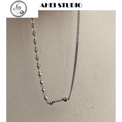 [Ahei Studio]s925银重工打结直棒链条圆珠拼接项链锁骨链街头 JiMi