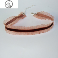 手作荷叶边CHOKER颈带项圈锁骨链高端丝绒蕾丝项链天鹅绒 JiMi