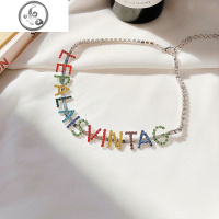 彩色字母项链女短款锁骨链个性潮人ins酷网红脖子饰品颈带女项圈 JiMi