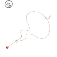 小众设计莓锁骨链女潮网红项链爱心毛衣链吊坠钛钢饰品 JiMi