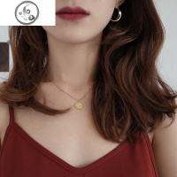 [迷度]14K包金复古人像金币项链网红锁骨链时髦chic项链 简约 JiMi