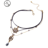 颈链女欧美多层脖链短款吊坠项链可拆星星雪花水滴合金女士锁骨链 JiMi