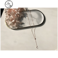 春季新款韩国气质锆石五角星星月亮项链锁骨链choker项圈少女颈链 JiMi