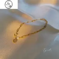 JiMi厚实素金链/叠戴14K包金欧美风方形项链锁骨链手链