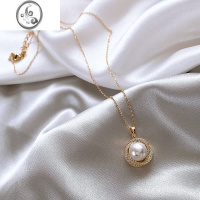 JiMi珍珠项链女轻奢小众设计锁骨链高级感颈链2023年新款吊坠配饰