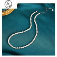 JiMi925银银淡水珍珠项链女锁骨链极细小米粒轻奢小众高级感颈链