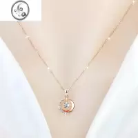 JiMi999银银项链女玫瑰金星月锁骨链简约小众设计送女友情人节礼物