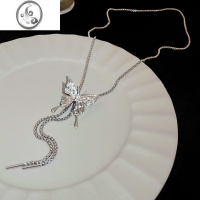 JiMi抽拉蝴蝶项链女2023新款潮轻奢小众夸张长锁骨颈链脖子配饰夏