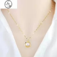 JiMi项链女S999银银镀玫瑰金珍珠吊坠气质奢华款送女友情人节礼物