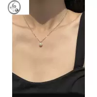 JiMi 简约单颗强光施家珍珠S925银银项链轻奢高级感锁骨链早春