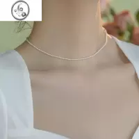 JiMi234mm小珍珠项链正圆强光极细款复古14k包金小米珠颈链女夏锁骨链