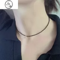 JiMi黑色超百搭黑尖晶珍珠项链女小众锁骨链不掉色高级感颈链饰品