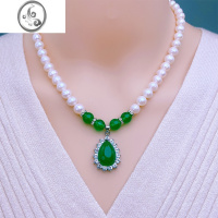 JiMi近圆形淡水珍珠项链强光泽白色送妈妈婆婆母亲节礼物