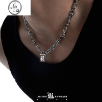 JiMi[]原创裸钻方宝石双层重叠设计感小众挂坠项链