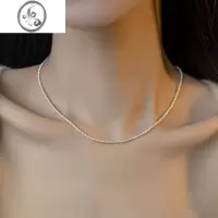 JiMi正圆高亮奶白色施华珍珠项链女14K包金颈链轻奢百搭锁骨链ins博主