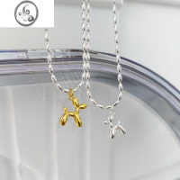 JiMi通体925银银简约小众气球狗拼色橄榄珠米粒项链女锁骨链小红书ins