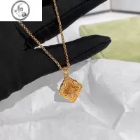 JiMi法式复古黑玛瑙金色项链女轻奢小众高级感四叶幸运草吊坠锁骨链