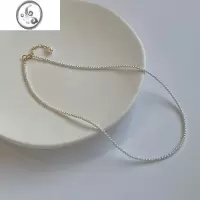 JiMi2mm巨细施家正圆无暇强光珍珠项链女14k包金百搭基础款细锁骨链