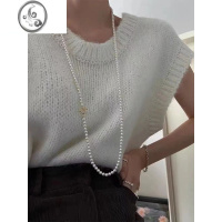 JiMi法式气质双层长款深海贝珠baby珍珠项链轻奢小众ins博主同款