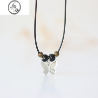 JiMi新中式国风简约清新文艺陶瓷项链女蝴蝶锁骨链学生民族风如意吊坠