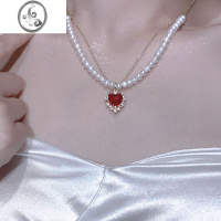 JiMi「人间天鹅」淡水珍珠爱心项链女生小众颈链锁骨链2023新款夏