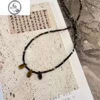 JiMi原创新中式石水滴项链国风元素设计感颈链配饰波西米亚度假风