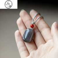 JiMi烟紫玉和田玉平安无事牌烟玉吊坠女生项链羊脂玉器护佑吉利豆轻奢