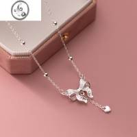 JiMi银银999在逃公主项链女款轻奢小众2023新款足银蝴蝶结锁骨链