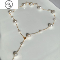 JiMi「满天星」银银珍珠长项链法式女生胸链颈链锁骨链搭配攻略毛衣链