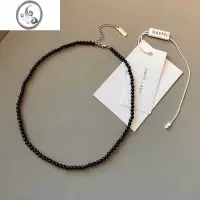 JiMi欧美ins博主fever同款黑色珍珠项链女轻奢小众高级情侣锁骨链颈链