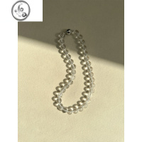 JiMi透明银白水晶项链女磁吸扣锁骨链高级轻奢小众设计新款黑玛瑙