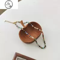 JiMi石彩色串珠项链波西米亚风不掉色锁骨链叠戴复古欧美个性颈链