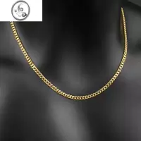 JiMi潮牌 钛钢金色嘻哈细古巴项链潮ins男女同款Cuban锁骨毛衣链