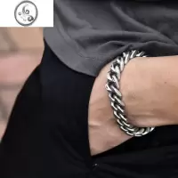 JiMi双面拉丝古巴项链男嘻哈女短同款磨砂刻字 cuban link 锁骨链
