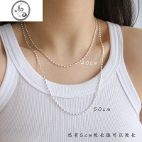 JiMi通体银银925米粒橄榄珠项链素链女小众设计ins叠戴单链锁骨链轻奢