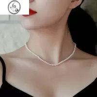 JiMi珍珠项链正圆3-10mm女时尚卫衣毛衣链轻奢小众双层锁骨链叠戴颈链