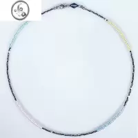 JiMis925银银爱心锁骨链轻奢小众设计感叠戴彩色串珠多巴胺项链