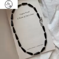 JiMi欧美独特设计水滴黑玛瑙串珠项链女轻奢小众高级感独特锁骨链颈链