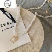 JiMi轻奢小众设计感珍珠项链女2023新款高级感双层叠戴锁骨链颈链