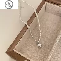 JiMi俏皮仙女~爱心珍珠项链女轻奢小众高级感锁骨链碎银拼接气质颈链