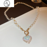 JiMi珍珠项链女款2023新款轻奢小众高级设计感法式爱心锁骨链颈链